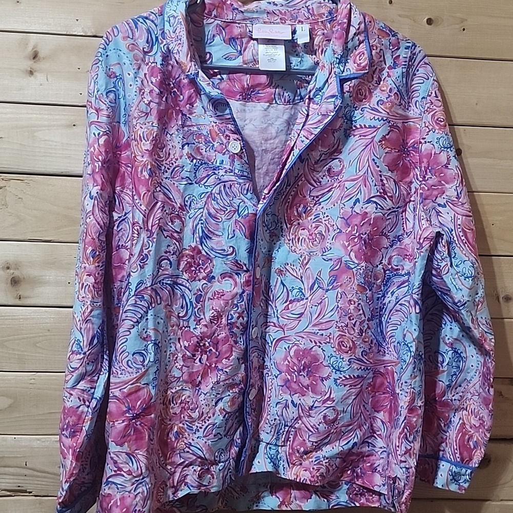Pottery Barn Teen Lilly Pulitzer Floral Pajama Top Size Large